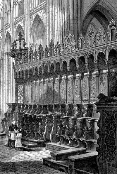 The stalls of the cathedral of Bayeux - engraving by Unknown artist