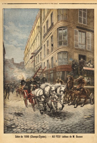 The Steam Pump and Vehicles of the Firefighters in Paris by Unknown artist