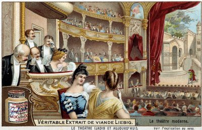 The Theater in the 19th Century - Liebig Advertising Sticker by Unknown artist