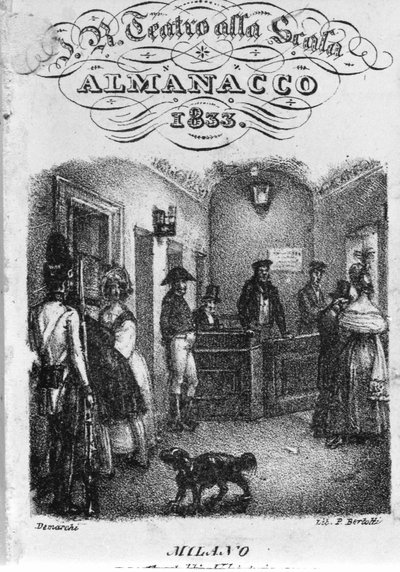 The ticket office of the Teatro alla Scala, almanac of 1833 by Unknown artist