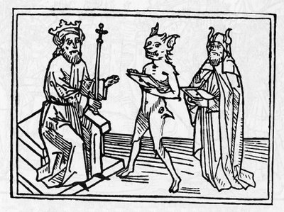 The Trial of Belial: Demon Belial Presents His Credentials to Judge Solomon by Unknown artist