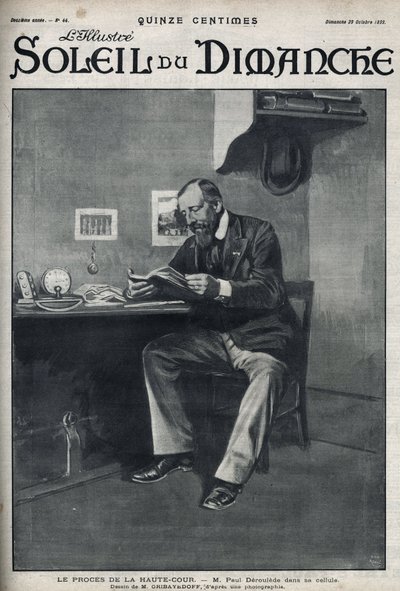 The trial of the High Court: Mr. Paul Deroulede (1846-1914), a French writer and nationalist activist who is an important actor in anti-dreyfusism, in his cell after his attempted coup d