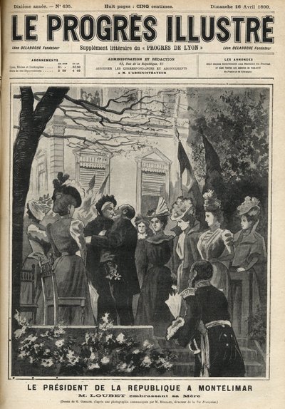 The Trip of the President of the Republic to Montelimar: Emile Loubet and His Mother. Engraving in 