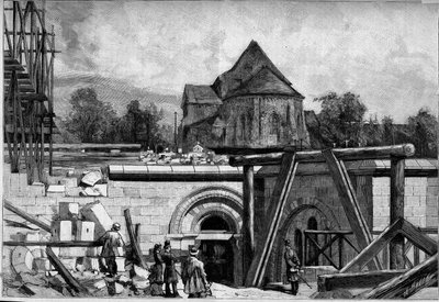 The Underground Constructions of the Sacre Coeur Church in Montmartre (engraving) by Unknown artist