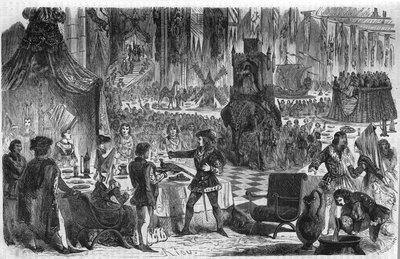 The Wish of the Pheasant. Philip III Le Bon, Duke of Burgundy (1396-1467) Joined the Emperor of Constantinople on 17 February 1454 for a Banquet at the Hotel of the Salle de Lille. Engraving of the 19th Century. by Unknown artist