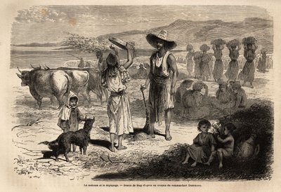 The Work of Harvesting, Harvesting and Depicking of Wheat, in Djurjura (Algeria); Women Sitting in Circles Hit the Epis with Round Mallets, Others Throw the Straw and Grains into the Wind with a Large Sieve, Then Sweeping the Soil Allows the Grain to Be Re by Unknown artist