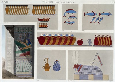 Thebes: Bybân el Molouk. pl 87: Paintings of the 5th tomb of kings to the east, 7th bas-relief from the entrance of the same tomb in 