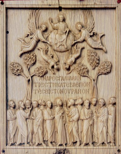 Tile with The Ascension. Ivory Bas-Relief Conserved in the Bargello National Museum in Florence by Unknown artist