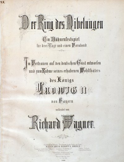 Title Page of Musical Score of Der Ring des Nibelungen by Wagner by Unknown artist