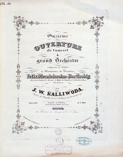 Title page of musical score of Ouverture No. 11 by Kalliwoda by Unknown artist