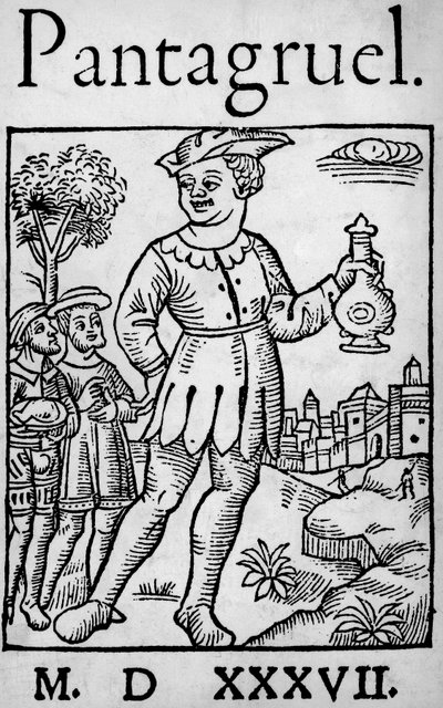 Title Page of the 1537 Edition of Pantagruel, by Francois Rabelais - The Giant Pantagruel and Two of His Apostles, from 