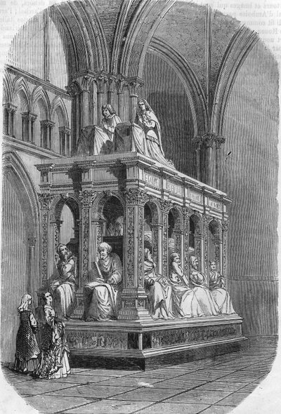 Tomb of Louis XII King of France and Anne of Brittany. Engraving of the 19th century by Unknown artist