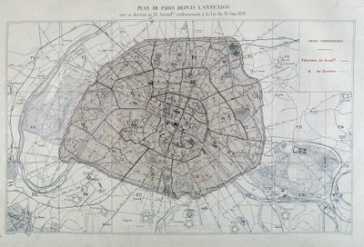 Transformations of Paris Under the Second Empire, Haussmann Paris. Plan of Paris Since the Annexation with Its Division into 20 Arrondissements, in Accordance with the Law of 16 June 1859 - in 