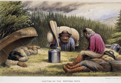 Transportation of Food: “Resting on the Portage Path” - in “Exploration of the Labrador Peninsula” by Hind, Henri Youle by Unknown artist