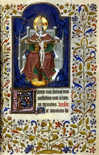 Trinity. Miniature, early 15th century. Bibl. Trivulziana, Milan by Unknown artist