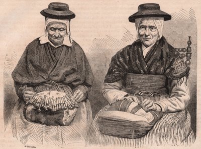 Two Bobbin lace makers in Puy-en-Velay (Haute-Loire) Auvergne, France by Unknown