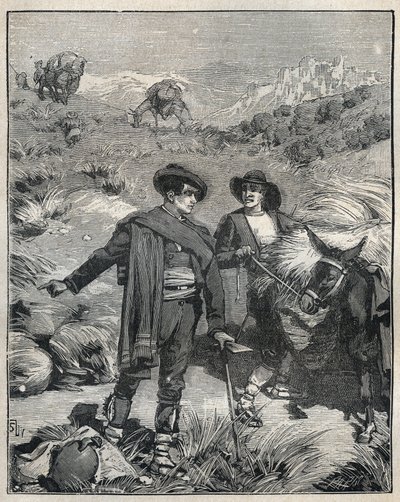 Two peasants from the Sierra Almagrera in Spain discovered the Jaroso silver deposit in 1838. Engraving from 1885 in 