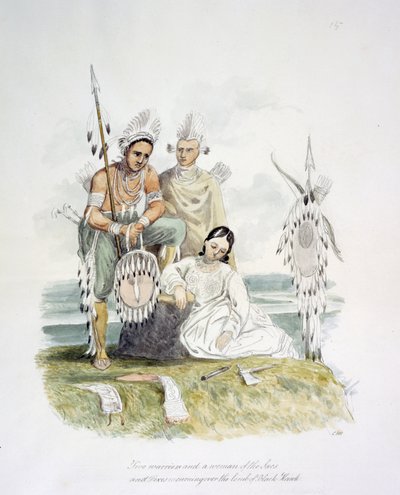 Two Warriors and a Woman of the Sacs and Foxes Mourning Over the Tomb of Black Hawk by Unknown artist