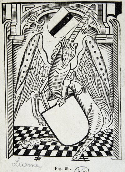 Unicorn - engraving of the 15th century by Unknown artist