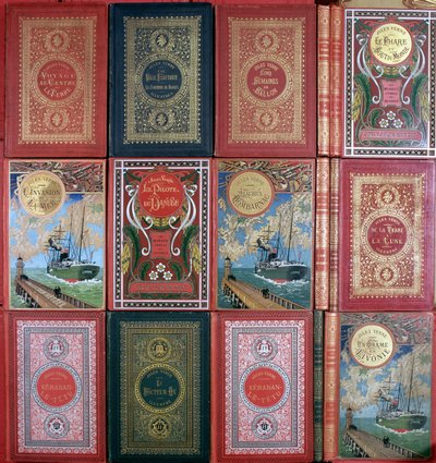 Various covers of Jules Verne
