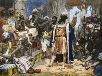 Vasco da Gama Delivers the Letter of King Manuel of Portugal to the Samorim of Calicut - After Painting by Unknown artist