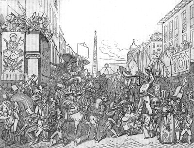 Via del Corso in Rome during the Carnival of 1836. by Unknown artist