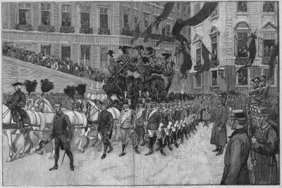 Vienna 1889: The funeral of Prince Rodolph (Archduke Rodolph of Habsburg, 1858-1889), Crown Prince of Austria. The procession in front of the French embassy by Unknown artist