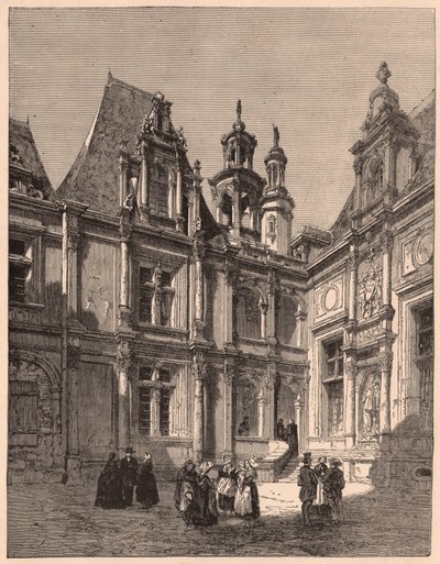 View from the Interior of the Courtyard of the Hotel Escoville in Caen, France by Unknown