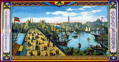 View of Galata Bridge, Constantinople Turkey. End of 19th century by Unknown artist
