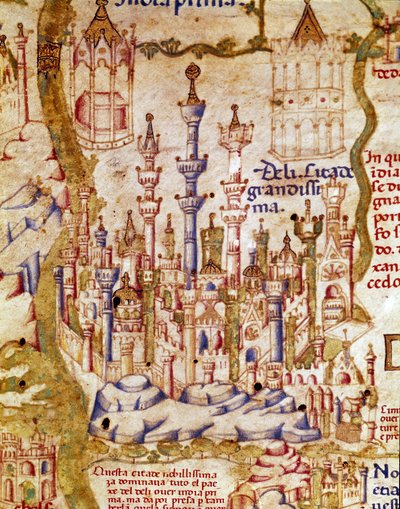 View of New Delhi in India from the World Map of Brother Mauro by Unknown artist