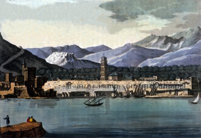 View of Split (Spalato), Croatia, from the sea. Watercolour from the early 19th century by Unknown artist