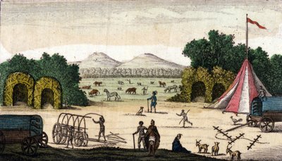 View of a Dutch Camp in Pampoen Kraal, Cape Province, South Africa. 1860 by Unknown artist