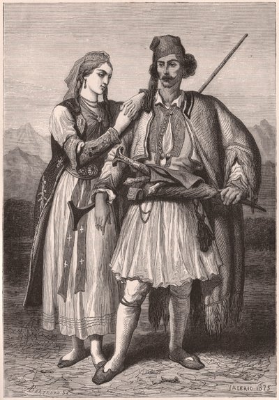 View of a Couple in Albanian Traditional Costume in the XIX Century by Unknown