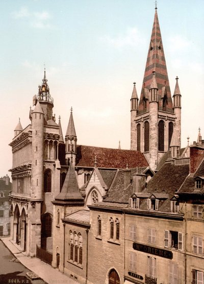View of the Church of Notre Dame in Dijon. Photochrome, circa 1890 by Unknown artist