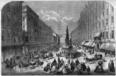 View of the Graben in Vienna, Austria. Engraving in 