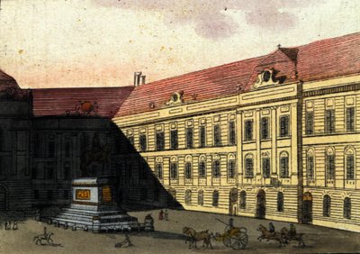 View of the Josephplatz in Vienna, Austria. Engraving from 1820. by Unknown artist