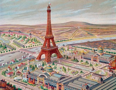 View of the Universal Exhibition with the different pavilions and the Eiffel Tower by Unknown artist