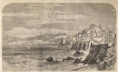 View of the ancient Port of Genoa - View of the port of Genoa - 1861 - Engraving by Unknown artist