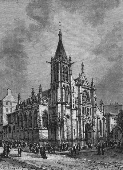 View of the church of Saint Séverin in Paris at the end of the 18th century (Engraving from 