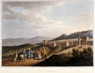 View of the city of Bethlehem in the West Bank. Fortifications. 19th century by Unknown artist