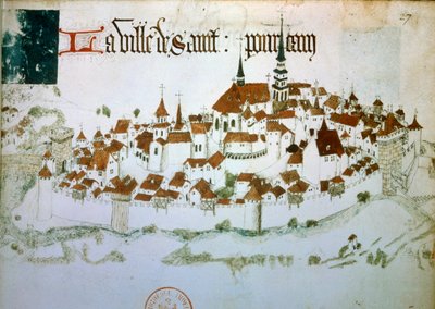 View of the city of Saint Pourcain sur Sioule in the Allier in Auvergne by Unknown artist