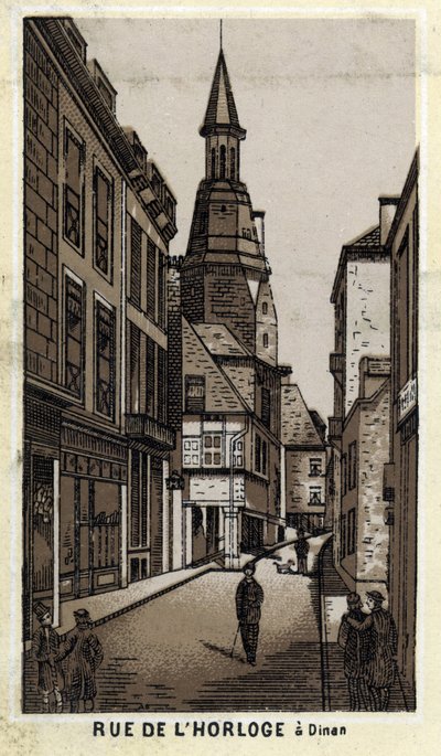 View of the clock street in Dinan (Cotes-d