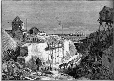 View of the Construction Site of the Drinking Water Tanks of Villejuif (engraving) by Unknown artist