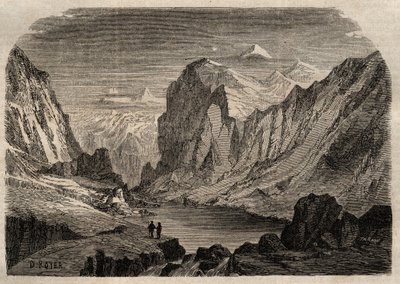View of the country of Davos in Switzerland in the 19th century - engraving in 