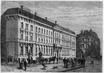 View of the facade of the Banque de France built by Gabriel Cretin (1812-1883) in Paris, rue Croix des petits champs by Unknown artist