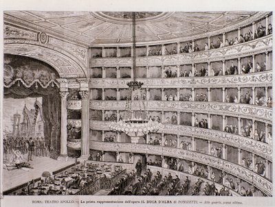 View of the first performance of the opera The Duke of Alba, at the Teatro Apollo, Rome by Unknown artist