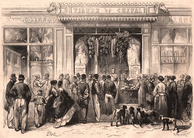 View of the front of a horsemeat butcher in Paris, France by Unknown