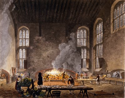 View of the kitchens of Christ Church, Oxford University. 1850. by Unknown artist