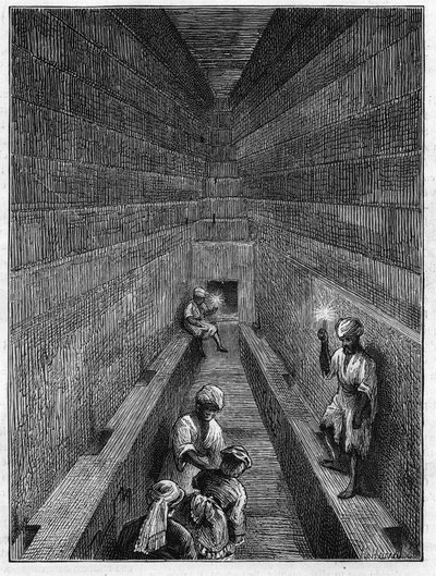 View of the large gallery of the pyramid of Kheops in Giza, Egypt by Unknown artist