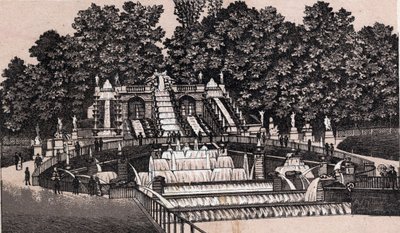 View of the large waterfall in the park of Saint Cloud, France. The world illustrates 168 views. Undated (end 19th century) by Unknown artist